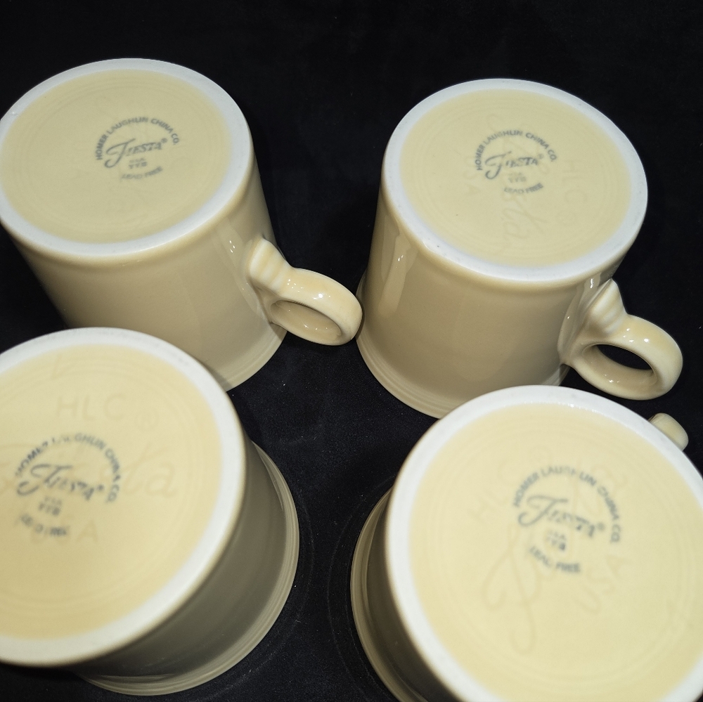 4 Fiesta Old Ivory Ring Mugs Cups - Picture 6 of 6